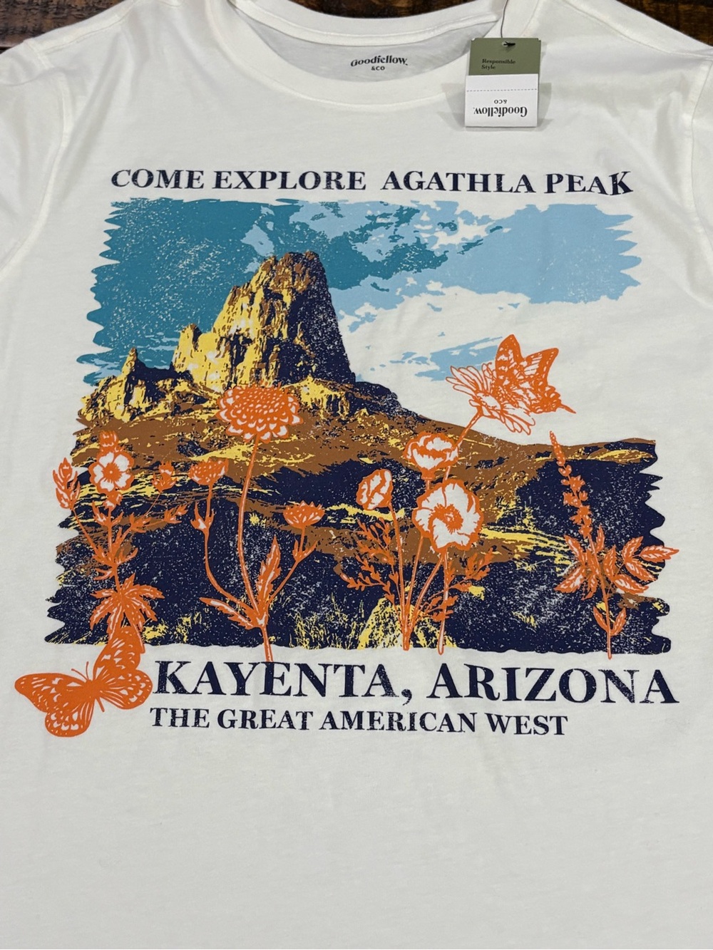 Goodfellow & Co White Kids Short-Sleeve Tee with Blue, Orange & Yellow Graphic